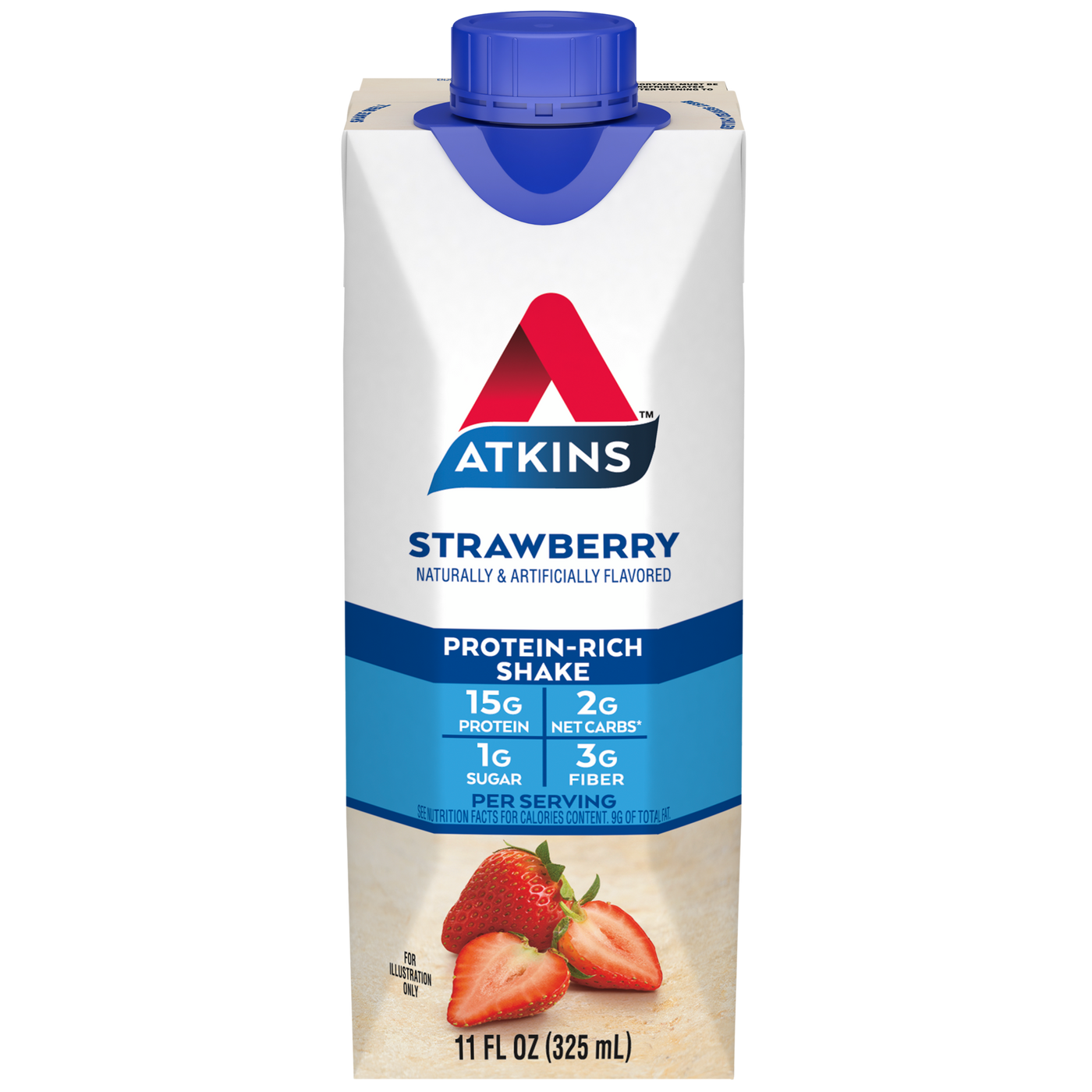 Individual Atkins Strawberry Shake front packaging