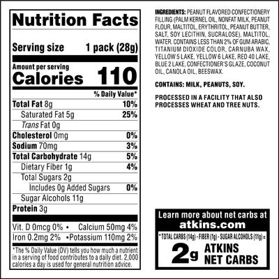 Endulge Peanut Butter Candies nutrition facts and ingredients