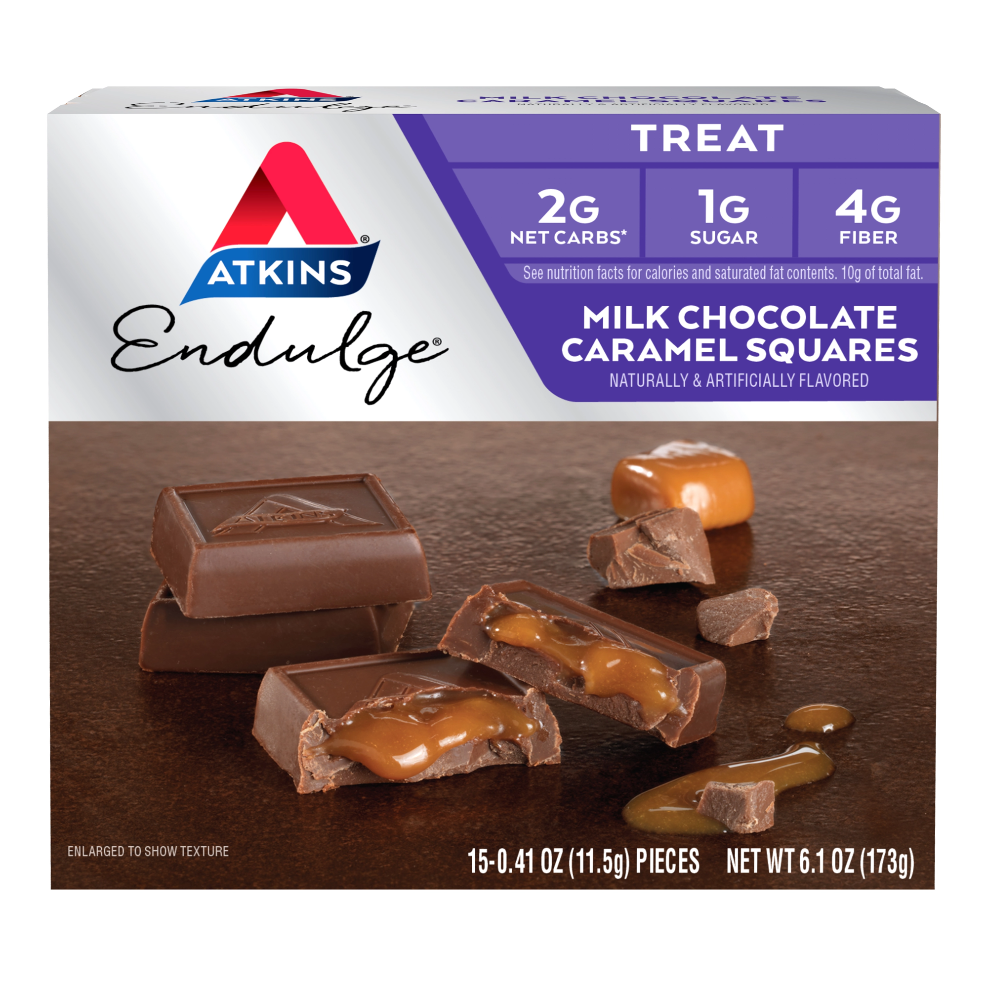 Endulge Milk Chocolate Caramel Squares Atkins Online Store