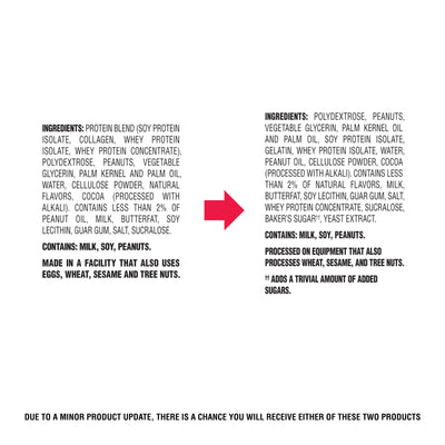 Ingredients list with a red arrow on a white background