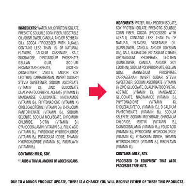 Ingredients list with a red arrow pointing to a note about product processing.