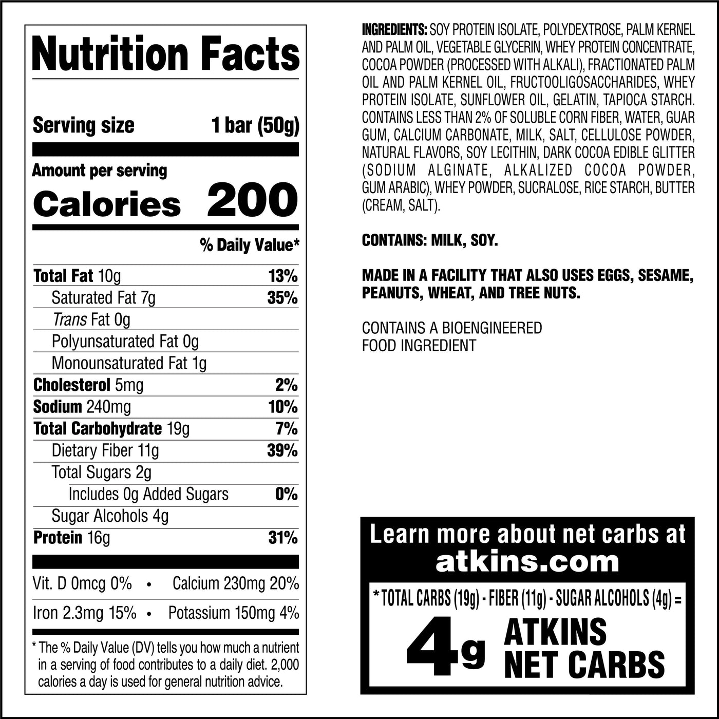 Creamy Cookie Crunch Bar-nutrition facts and ingredients