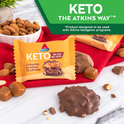 Caramel Almond Clusters. Keto the Atkins Way* *Product designed to be used with Atkins ketogenic programs. 