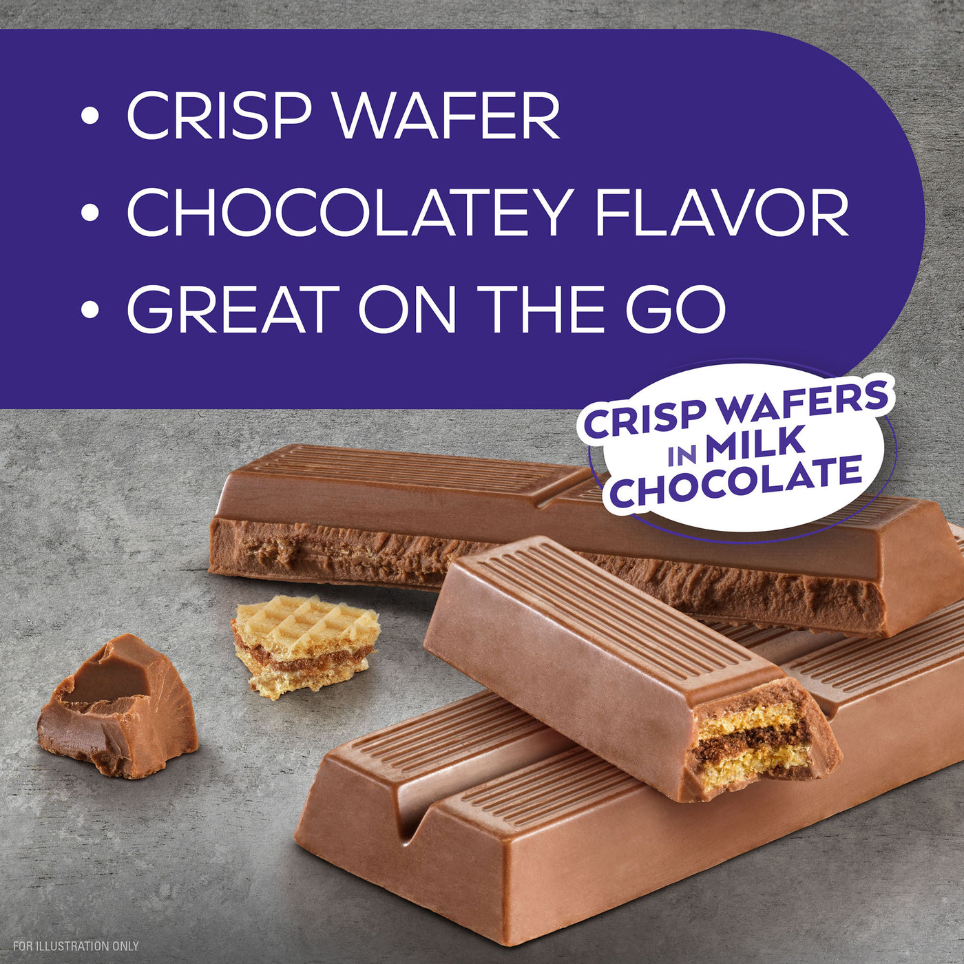 Crisp Wafer, Chocolatey Flavor, Great on the go-crisp wafers in milk chocolate