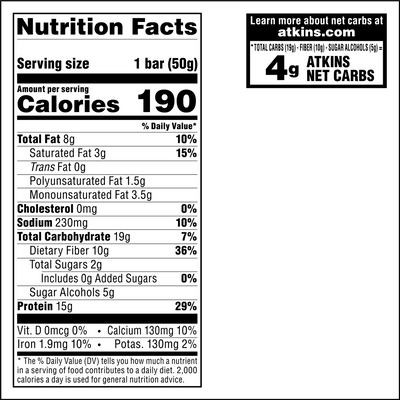 Blueberry Soft Baked Bar nutrition facts