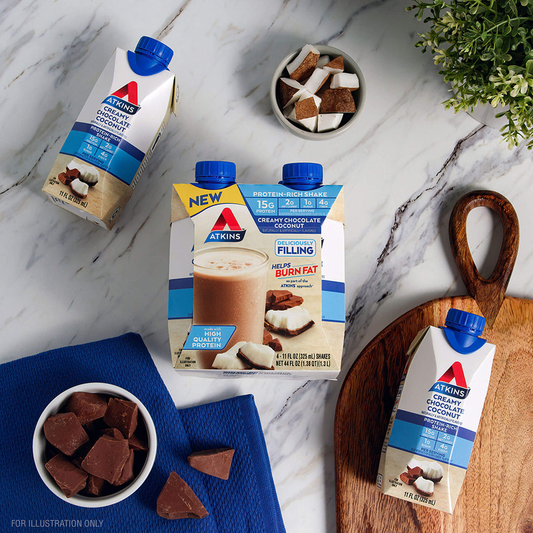 Atkins Protein Shake Atkins PLUS Protein & Fiber Shakes - Creamy Milk ...