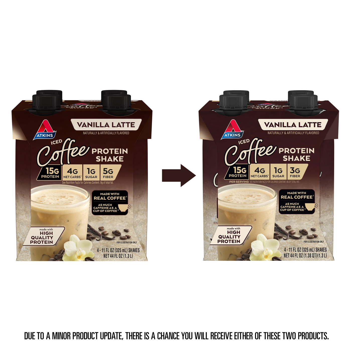 Vanilla Latte Iced Coffee Shake - outdated vs updated packaging