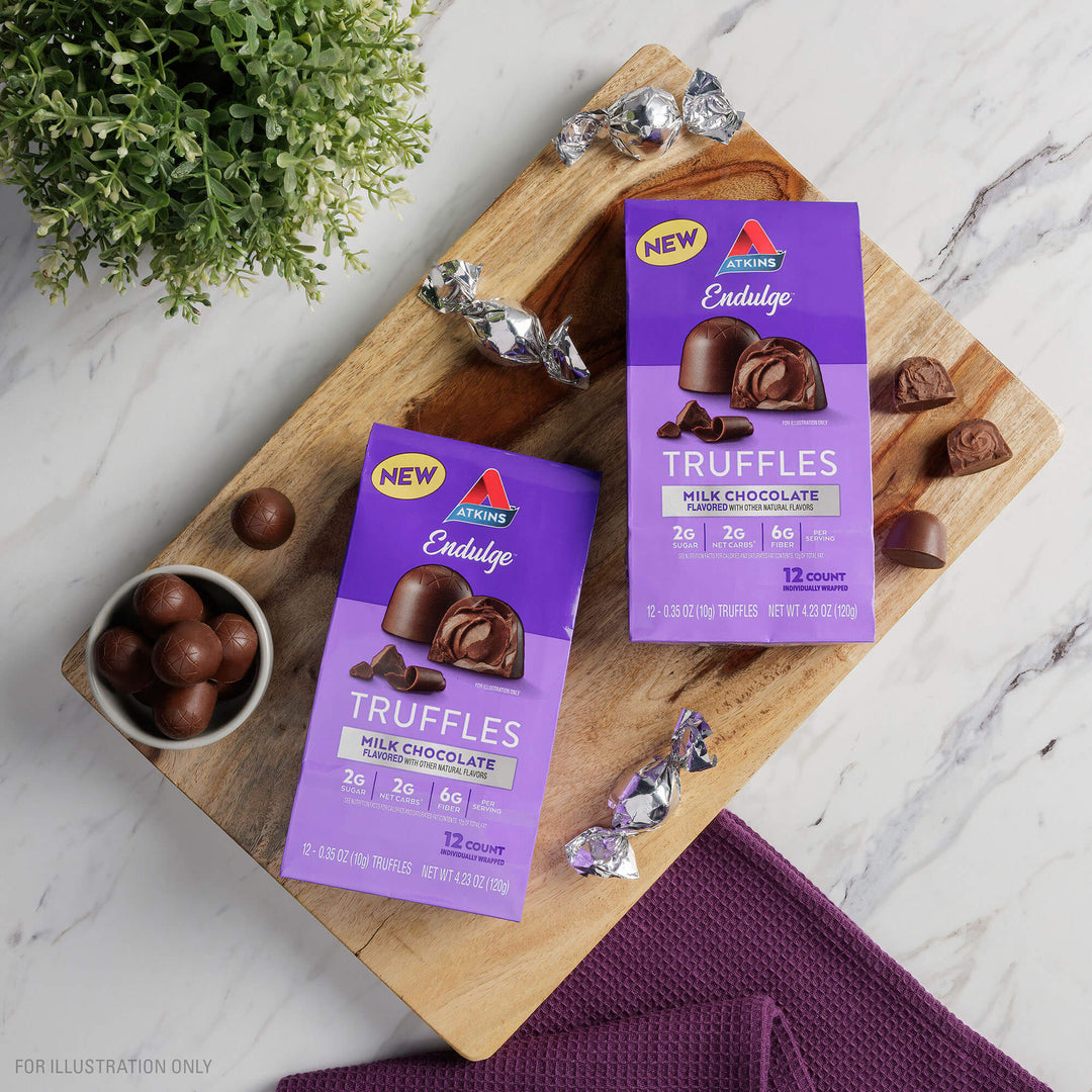 トップス LGB TK15 CHOCOLATE Endulge Low Carb Candy – Milk Chocolate Truffles 12-ct – Atkins