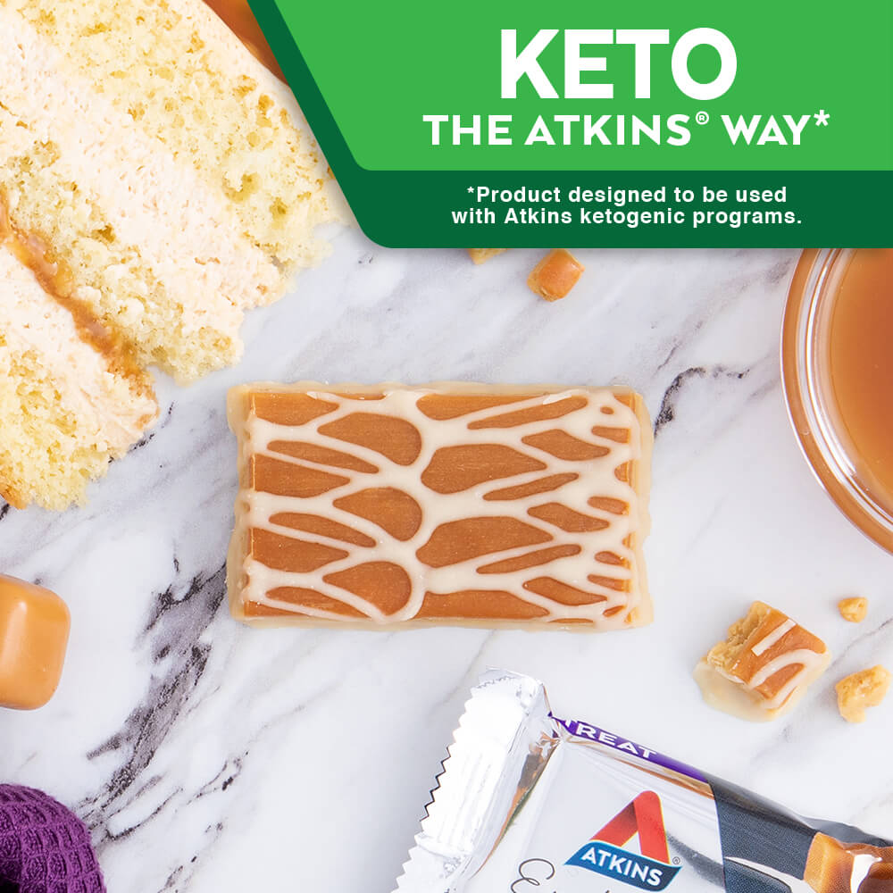Endulge Dulce De Leche Dessert Bar. Keto the Atkins Way* *Product designed to be used with Atkins ketogenic programs. 