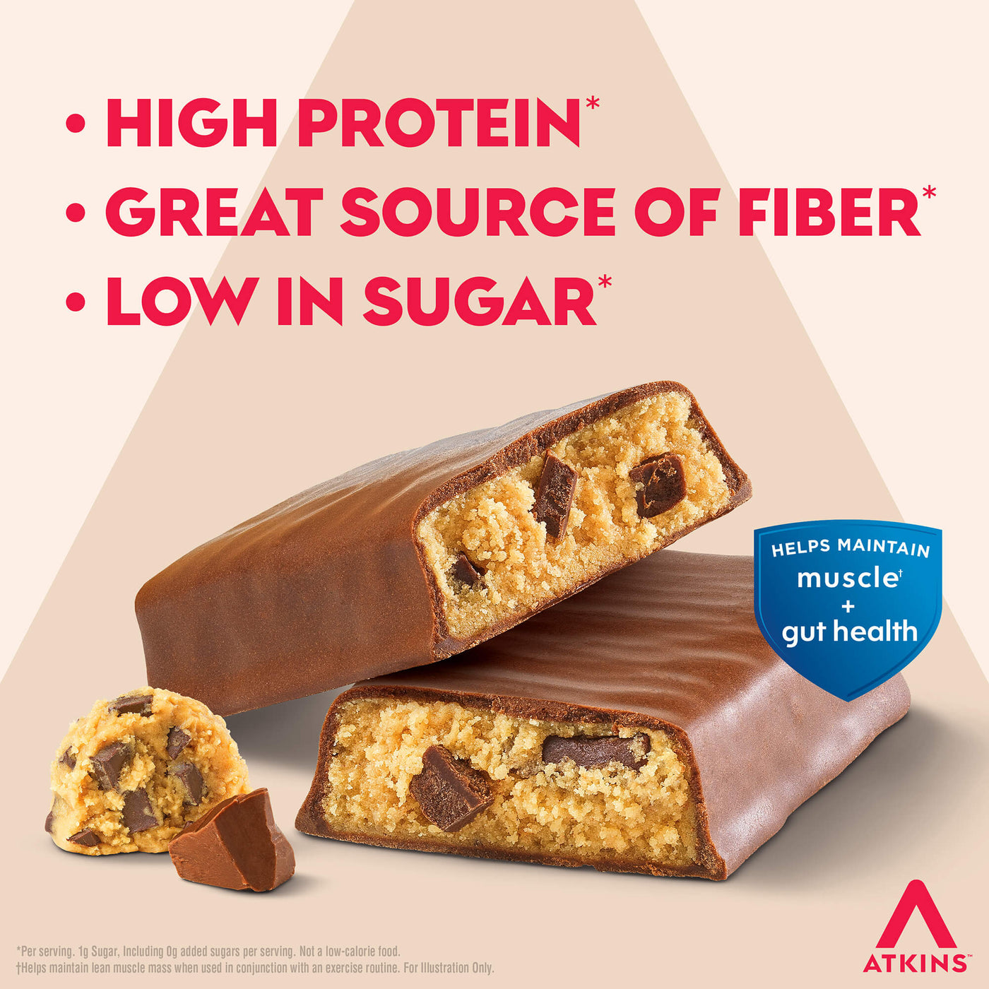 Atkins Strong Chocolate Chip Cookie Dough 20g Protein Bar