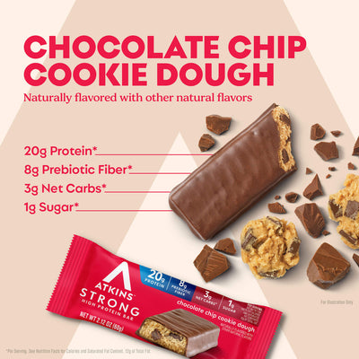 Atkins Strong Chocolate Chip Cookie Dough 20g Protein Bar