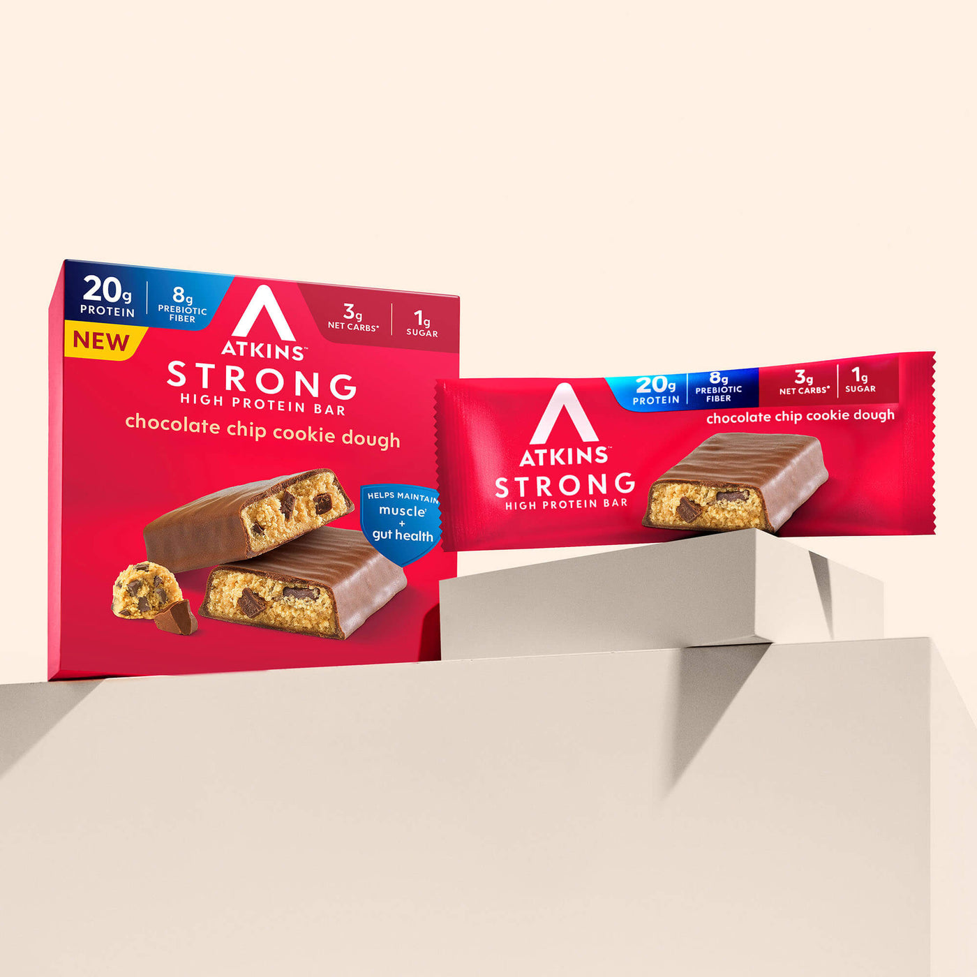 Atkins Strong Chocolate Chip Cookie Dough 20g Protein Bar