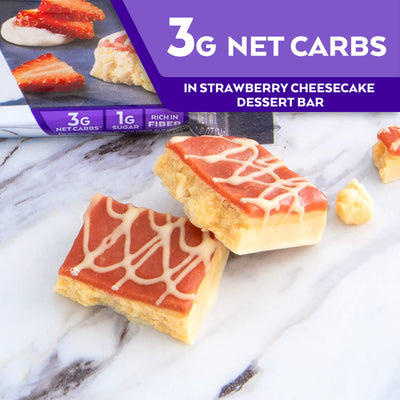 3G Net Carbs in Endulge Strawberry Cheesecake Dessert Bar