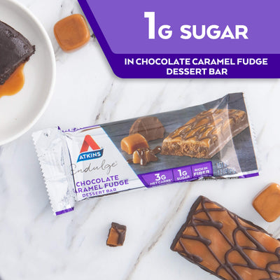 1G Sugars in Endulge Chocolate Caramel Fudge Dessert Bar