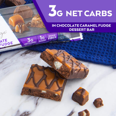 3G Net carbs in Endulge Chocolate Caramel Fudge Dessert Bar