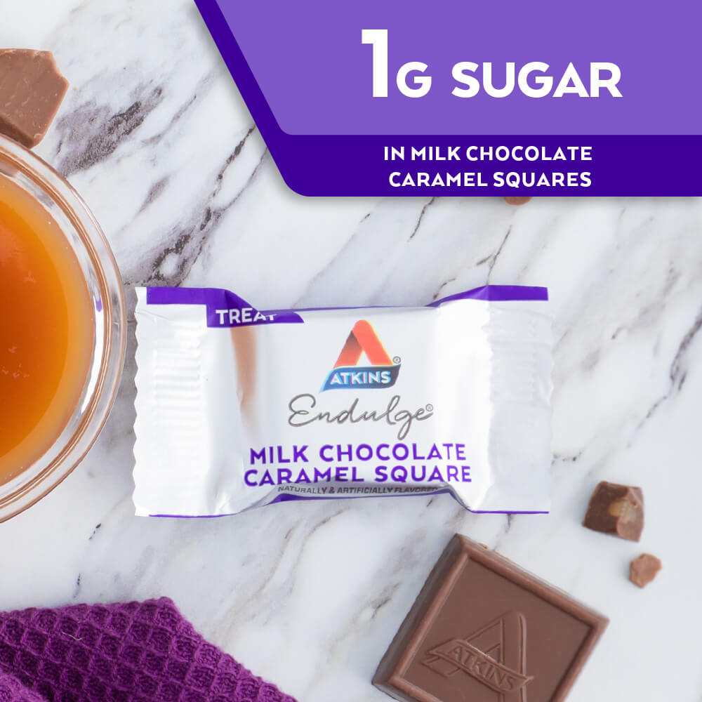 1G Sugar in Endulge Milk Chocolate Caramel Squares