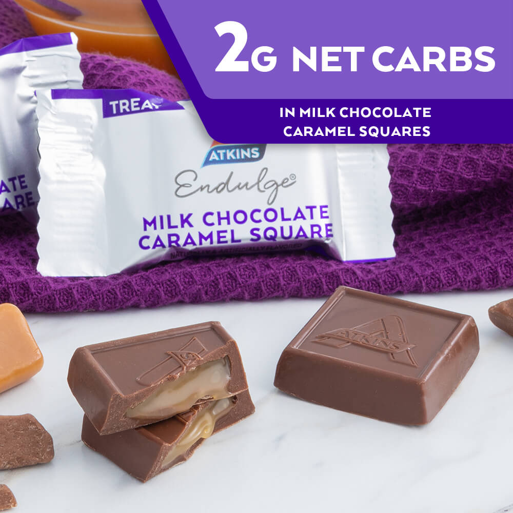 2G Net Carbs in Endulge Milk Chocolate Caramel Squares