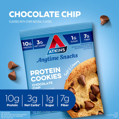 Chocolate Chip flavored with other natural flavors 10g protein, 3g net carbs*, 1g sugar, 7g fiber