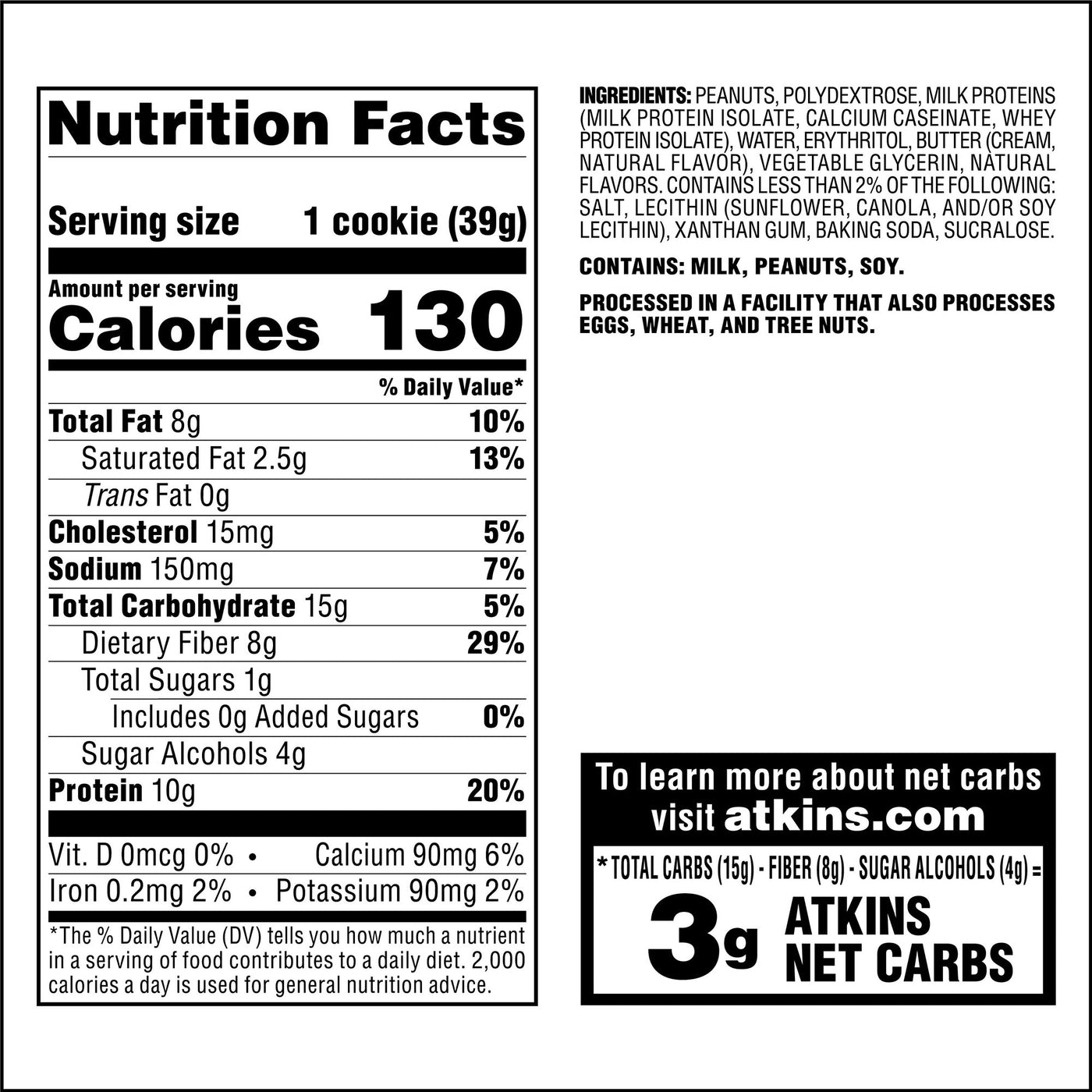 Protein Cookies peanut butter Nutritional Facts