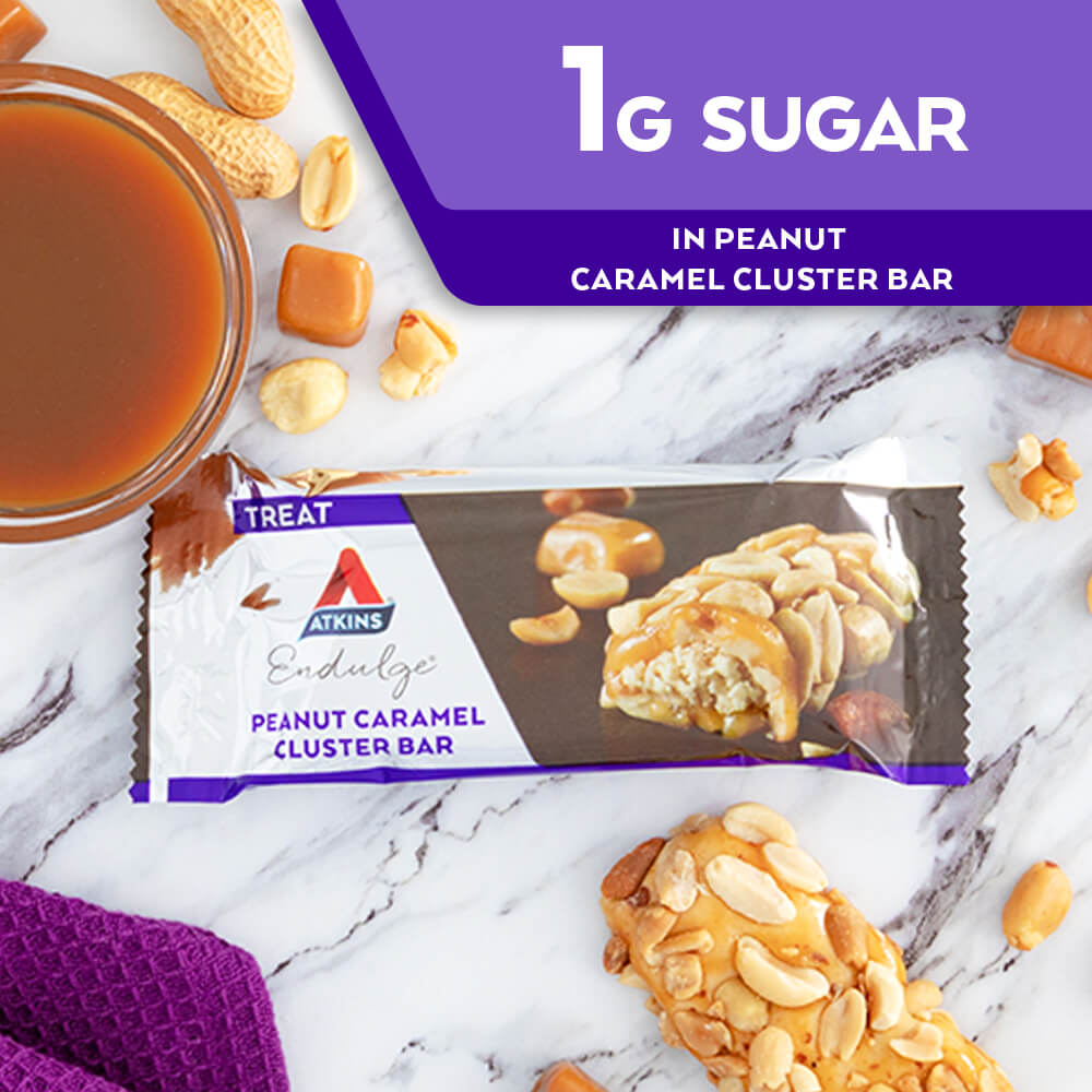 1G Sugar in Endulge Peanut Caramel Cluster Bar