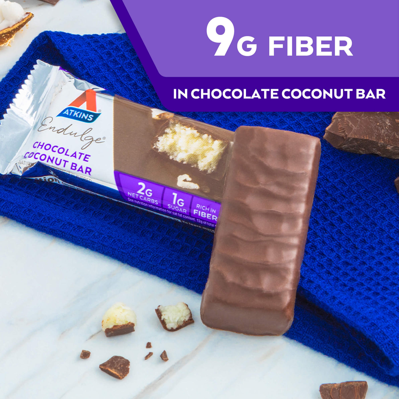 9G Fiber in Endulge Chocolate Coconut Bar